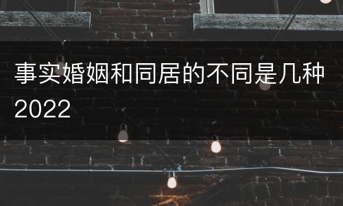 事实婚姻和同居的不同是几种2022