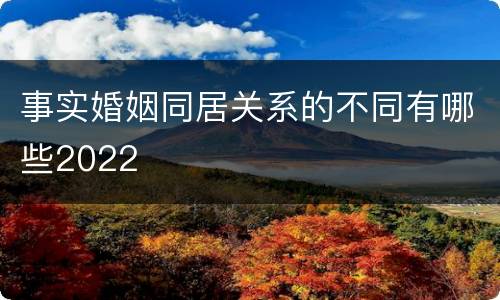 事实婚姻同居关系的不同有哪些2022