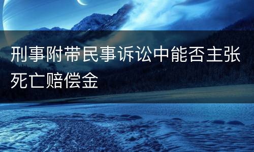 刑事附带民事诉讼中能否主张死亡赔偿金