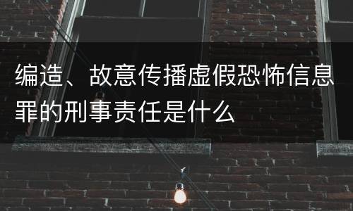 编造、故意传播虚假恐怖信息罪的刑事责任是什么