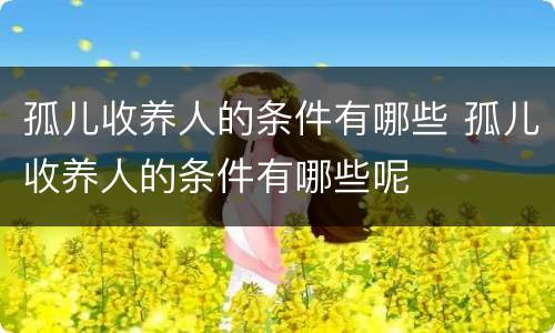 孤儿收养人的条件有哪些 孤儿收养人的条件有哪些呢