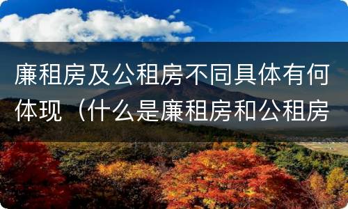 廉租房及公租房不同具体有何体现（什么是廉租房和公租房两个有什么特点）