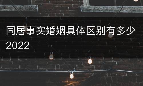 同居事实婚姻具体区别有多少2022