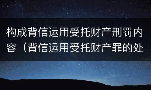 构成背信运用受托财产刑罚内容（背信运用受托财产罪的处罚对象）