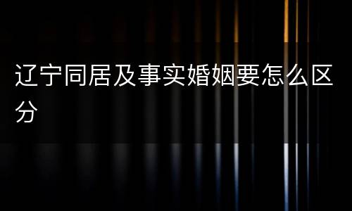 辽宁同居及事实婚姻要怎么区分