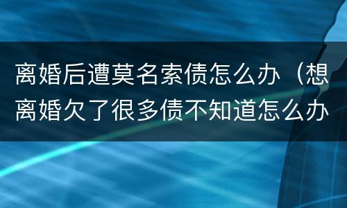 离婚后遭莫名索债怎么办（想离婚欠了很多债不知道怎么办）