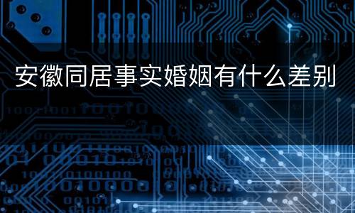 安徽同居事实婚姻有什么差别