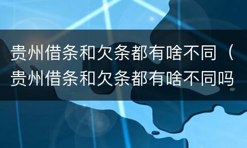 贵州借条和欠条都有啥不同（贵州借条和欠条都有啥不同吗）