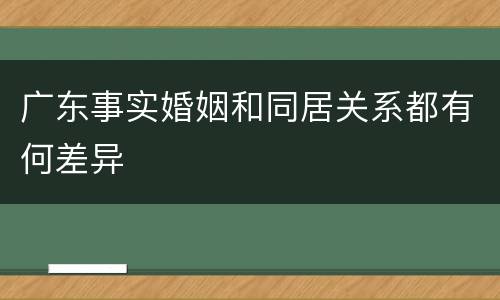 广东事实婚姻和同居关系都有何差异