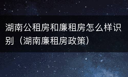 湖南公租房和廉租房怎么样识别（湖南廉租房政策）