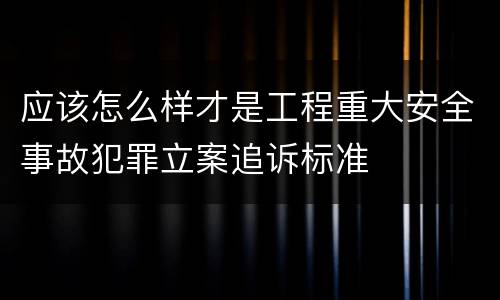 应该怎么样才是工程重大安全事故犯罪立案追诉标准