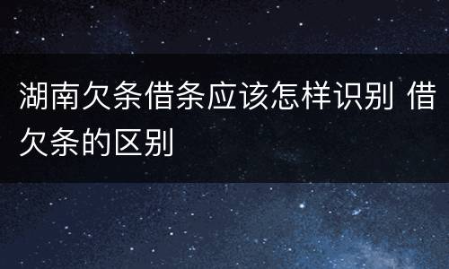 湖南欠条借条应该怎样识别 借欠条的区别