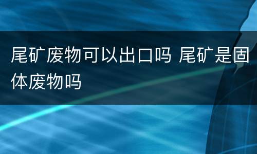 尾矿废物可以出口吗 尾矿是固体废物吗