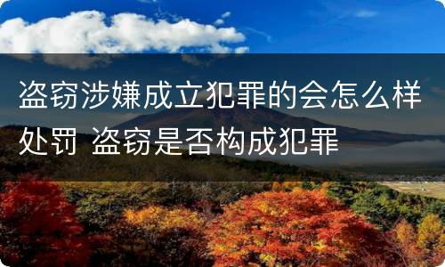 盗窃涉嫌成立犯罪的会怎么样处罚 盗窃是否构成犯罪