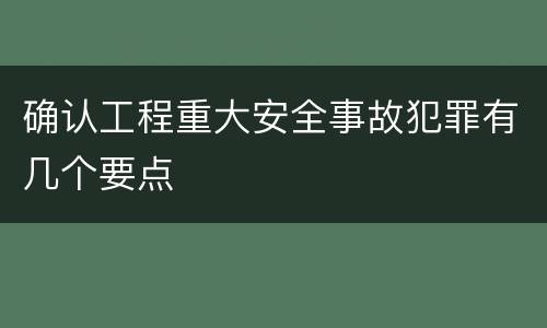 确认工程重大安全事故犯罪有几个要点
