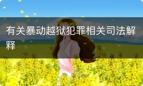 有关暴动越狱犯罪相关司法解释
