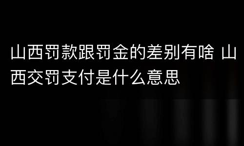 山西罚款跟罚金的差别有啥 山西交罚支付是什么意思