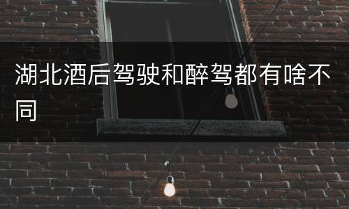 湖北酒后驾驶和醉驾都有啥不同