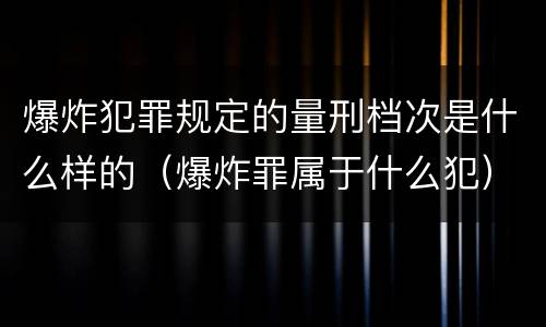 爆炸犯罪规定的量刑档次是什么样的（爆炸罪属于什么犯）