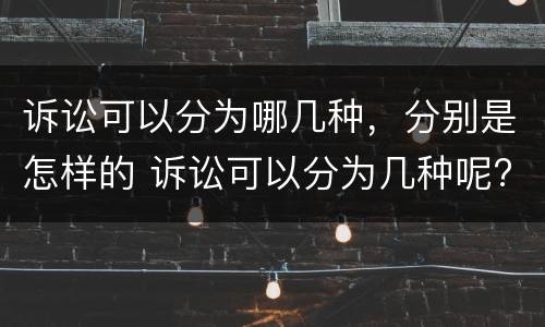 诉讼可以分为哪几种，分别是怎样的 诉讼可以分为几种呢?
