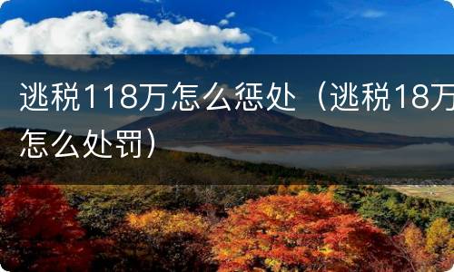 逃税118万怎么惩处（逃税18万怎么处罚）