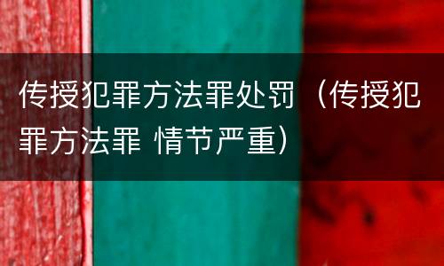 传授犯罪方法罪处罚（传授犯罪方法罪 情节严重）