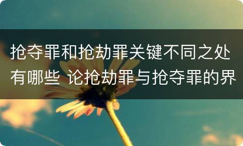 抢夺罪和抢劫罪关键不同之处有哪些 论抢劫罪与抢夺罪的界限