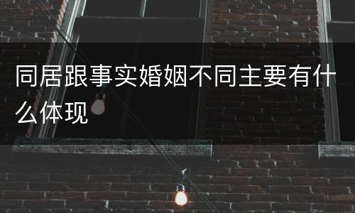 同居跟事实婚姻不同主要有什么体现