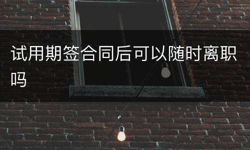 试用期签合同后可以随时离职吗