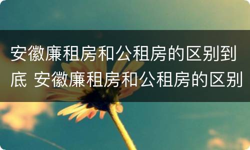 安徽廉租房和公租房的区别到底 安徽廉租房和公租房的区别到底在哪里