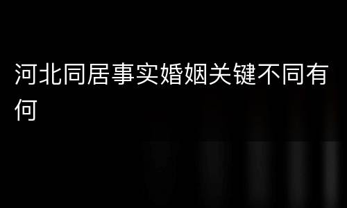 河北同居事实婚姻关键不同有何