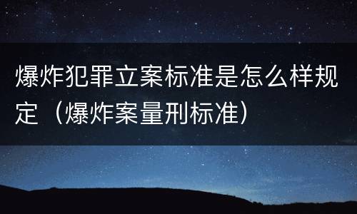 爆炸犯罪立案标准是怎么样规定（爆炸案量刑标准）