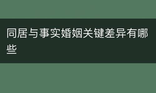 同居与事实婚姻关键差异有哪些