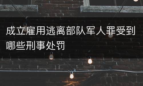 成立雇用逃离部队军人罪受到哪些刑事处罚