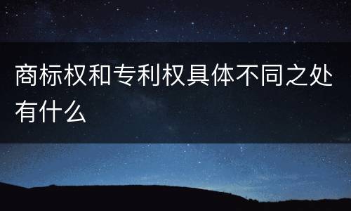 商标权和专利权具体不同之处有什么