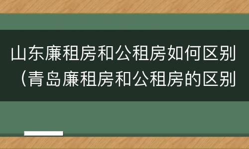 山东廉租房和公租房如何区别（青岛廉租房和公租房的区别）