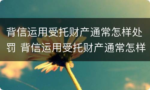 背信运用受托财产通常怎样处罚 背信运用受托财产通常怎样处罚他人