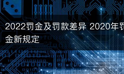 2022罚金及罚款差异 2020年罚金新规定