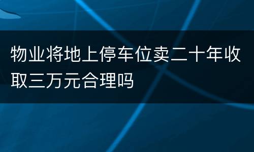 物业将地上停车位卖二十年收取三万元合理吗