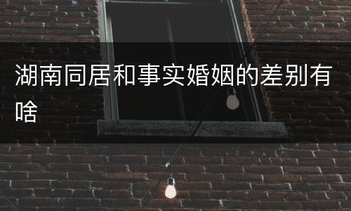 湖南同居和事实婚姻的差别有啥