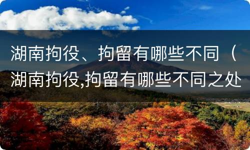 湖南拘役、拘留有哪些不同（湖南拘役,拘留有哪些不同之处）