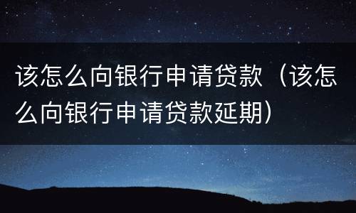 该怎么向银行申请贷款（该怎么向银行申请贷款延期）