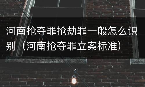 河南抢夺罪抢劫罪一般怎么识别（河南抢夺罪立案标准）