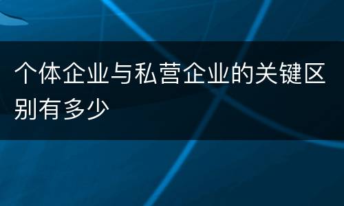 个体企业与私营企业的关键区别有多少