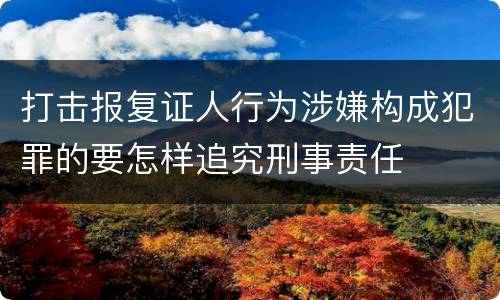 打击报复证人行为涉嫌构成犯罪的要怎样追究刑事责任