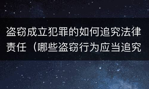 盗窃成立犯罪的如何追究法律责任（哪些盗窃行为应当追究刑事责任）