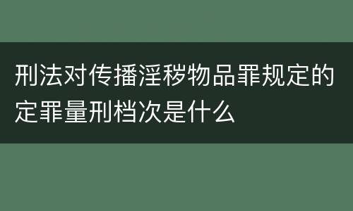 刑法对传播淫秽物品罪规定的定罪量刑档次是什么