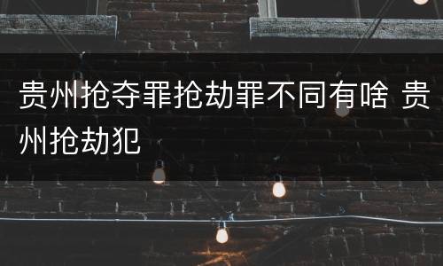 贵州抢夺罪抢劫罪不同有啥 贵州抢劫犯