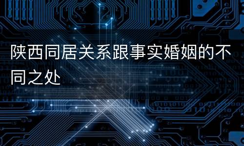 陕西同居关系跟事实婚姻的不同之处