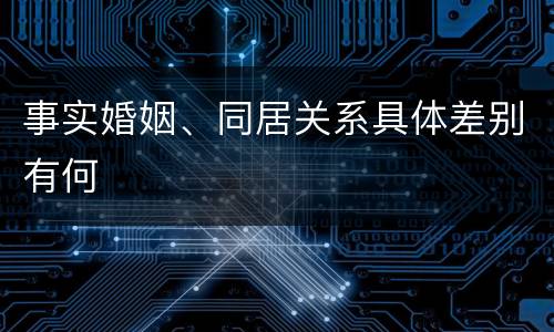 事实婚姻、同居关系具体差别有何